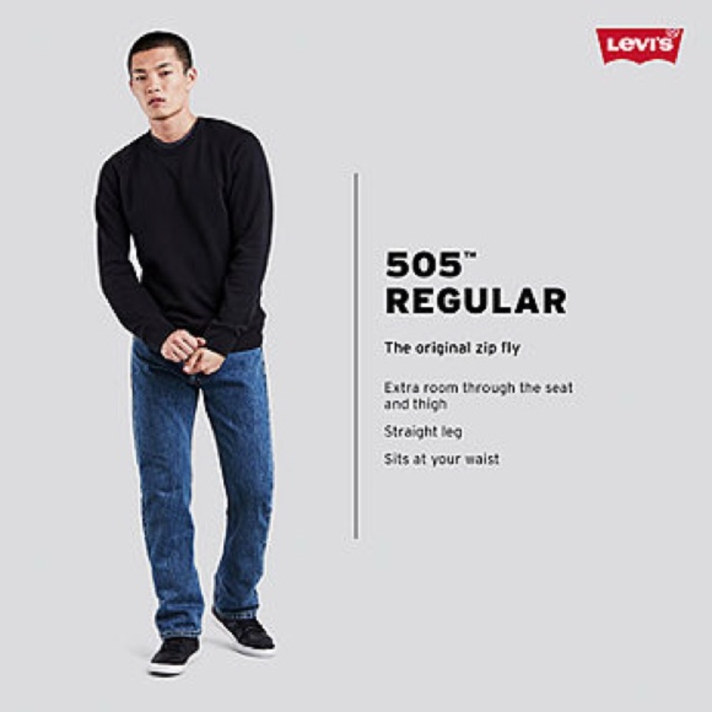 Levi’s Men's 505 Straight‎ Regular Fit Men’s Denim Jeans Size 38x30